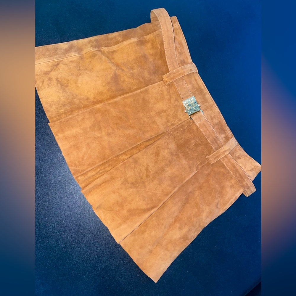 Miu Miu Pleated Suede Skirt—Size IT 40/US 4